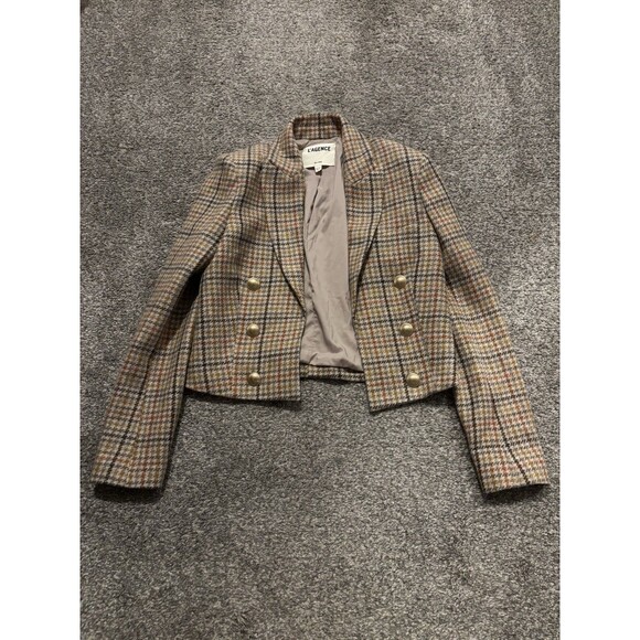 L'AGENCE Jackets & Blazers - L’agence Cropped Double Breasted Blazer Size 6 Houndstooth Tan‎
